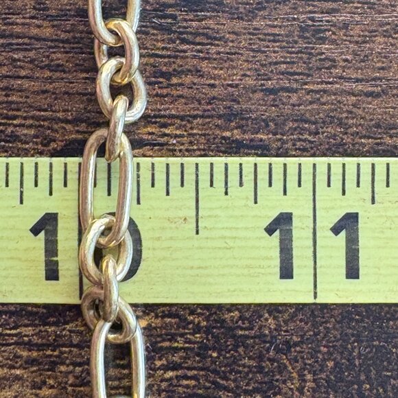 Gold Over Sterling Silver 925 Alternating Round & Oval Link Chain Bracelet 7.5" - Picture 8 of 9